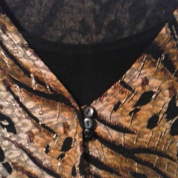 JM COLLECTION ANIMAL PRINT 2-N-1 DRESS BLOUSE - Picture 3 of 6